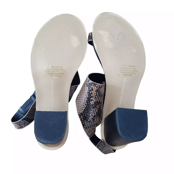 French Connection Lori Snakeskin Heels Womens 6.5 Sandals Open Toe Block - Picture 13 of 14